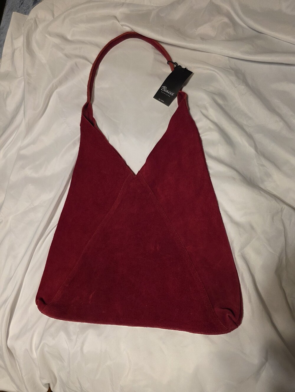 NWT Biacci Couture red suede hobo slouch bag